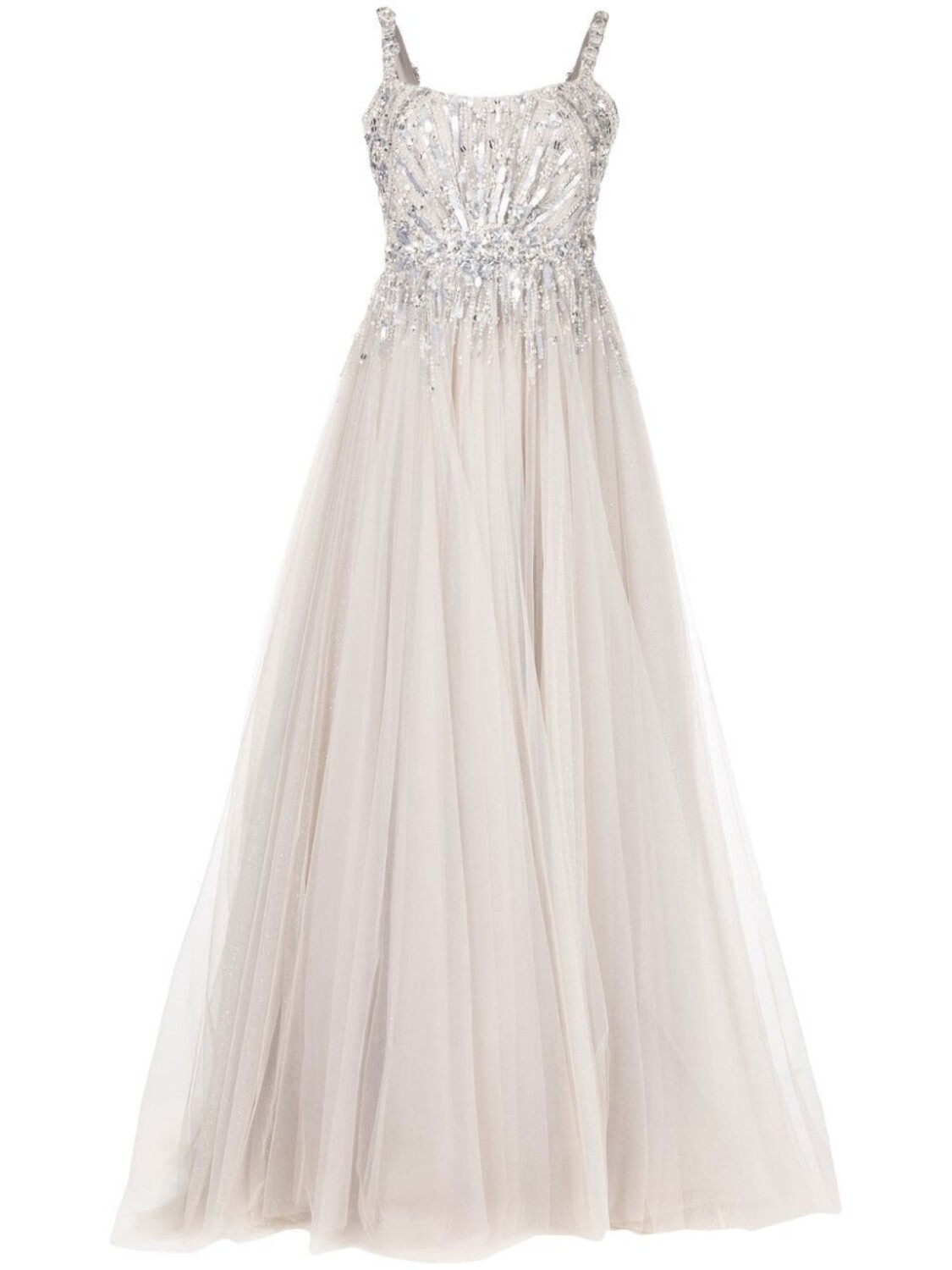 

Jenny Packham декорированное вечернее платье, серебряный