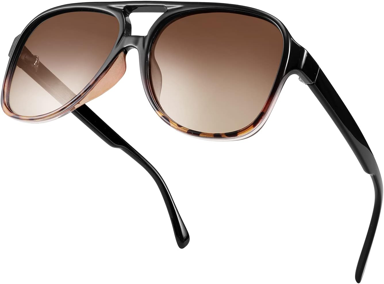 

Винтажные ретро-солнцезащитные очки-авиаторы FEISEDY 70-х годов, пластиковые, для женщин и мужчин, классическая большая квадратная оправа, B2751, Polarized Black-leopard Frame