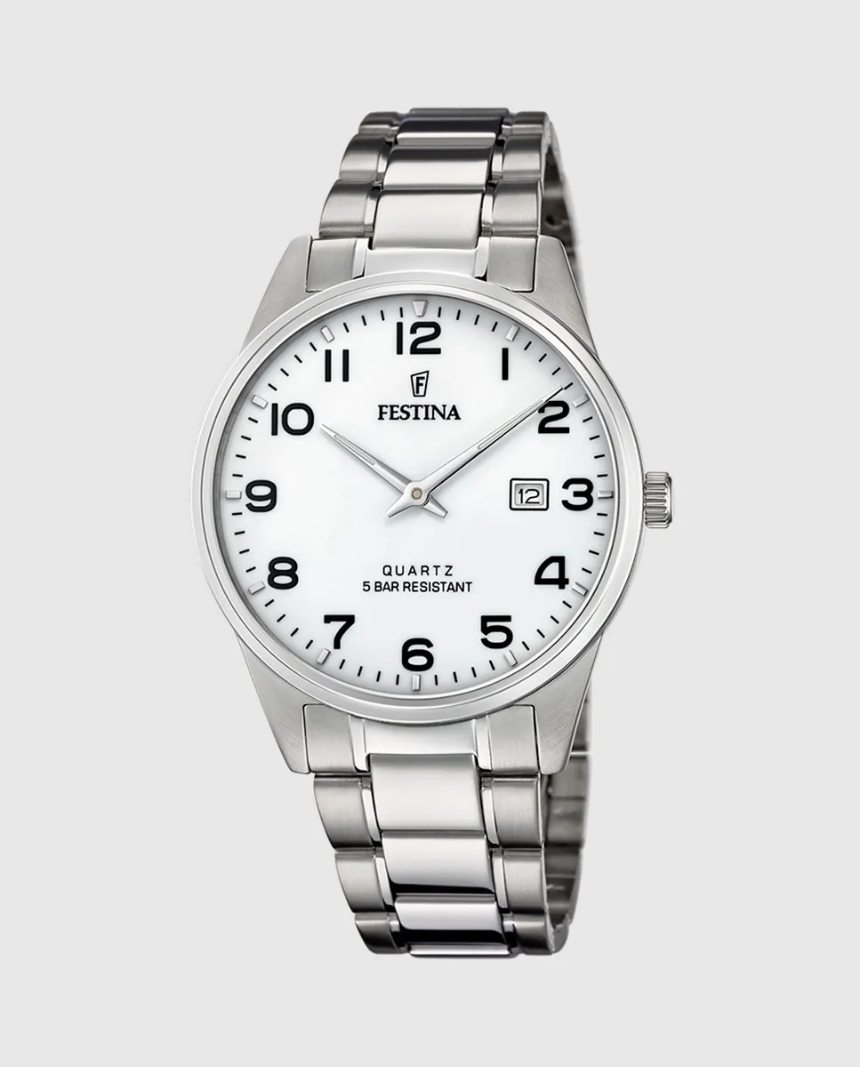 

Мужские часы F20511/1 Classic Steel серебристо-стальные Festina, серебряный