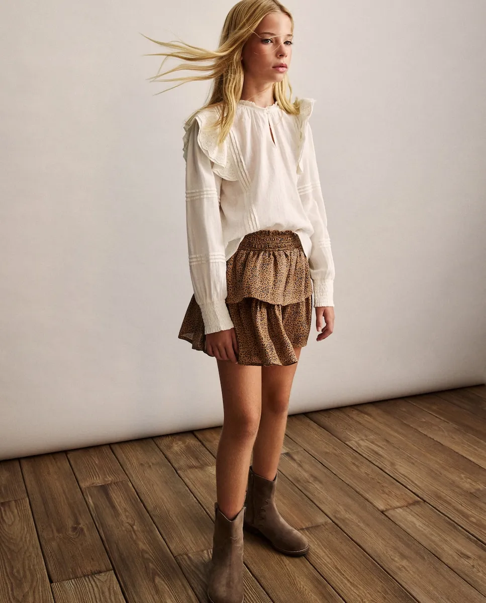 

Романтичная блузка для девочки с длинными рукавами, воланами и вставками Coconut El Corte Inglés, белый