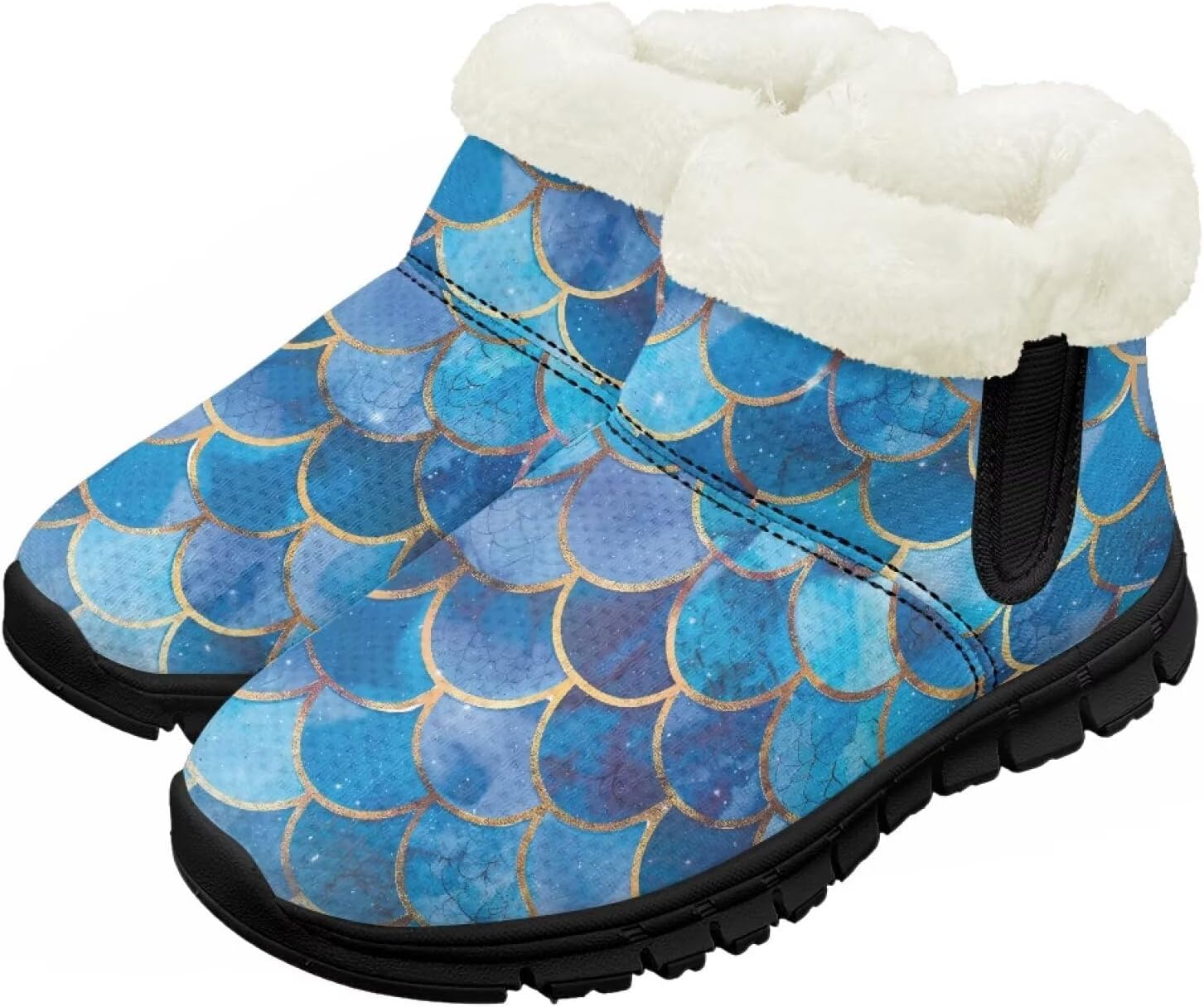 

Детские зимние сапоги теплые водонепроницаемые снежные сапожки с меховой подкладкой для мальчиков и девочек, малыш/маленький ребенок/старший ребенок Pzuqiu, Blue Fish Scale