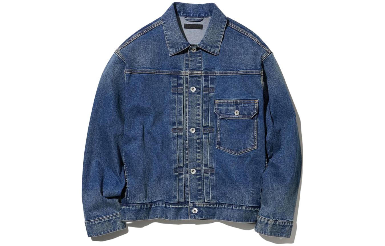 Джинсовая куртка мужская голубая Lake Blue UNIQLO, синий — фото 3
