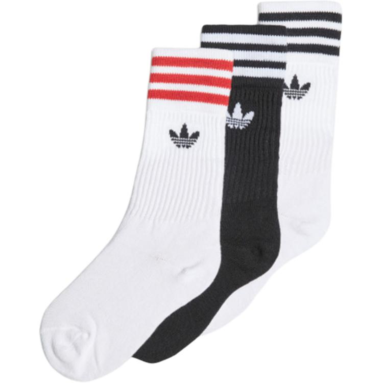 Носки Crew 3 пары Коллекция Trefoil Детские 3-7 лет Adidas Originals, 3 пары (Белый Красный/Черный Белый/Белый Черный) — фото 2