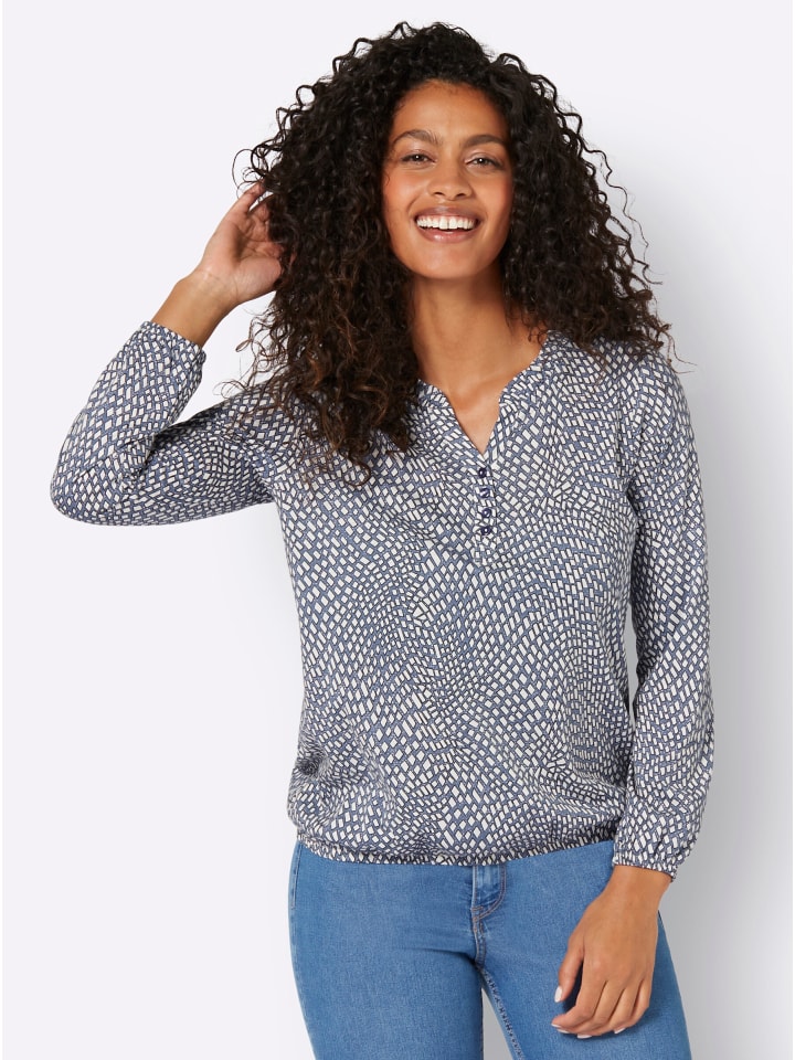 

Рубашка с длинными рукавами в дымчато-синем и экрю-цветовом принте WITT WEIDEN