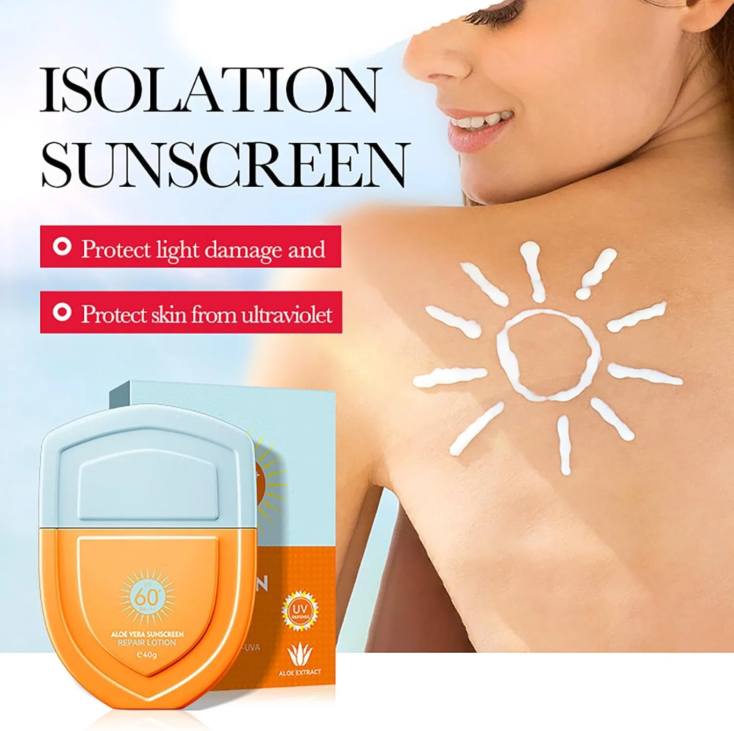Солнцезащитный лосьон SPF 60+ PA+++ Generic оранжевый — фото 3