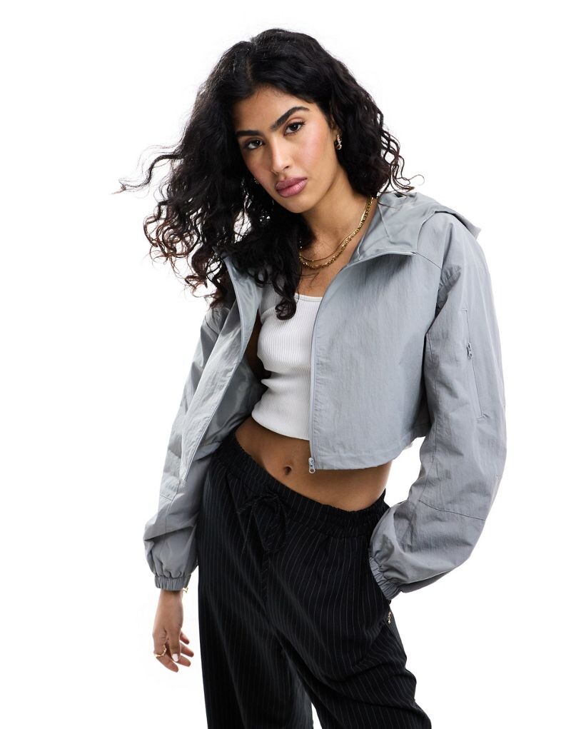 

ASOS DESIGN – Серая укороченная куртка-дождевик