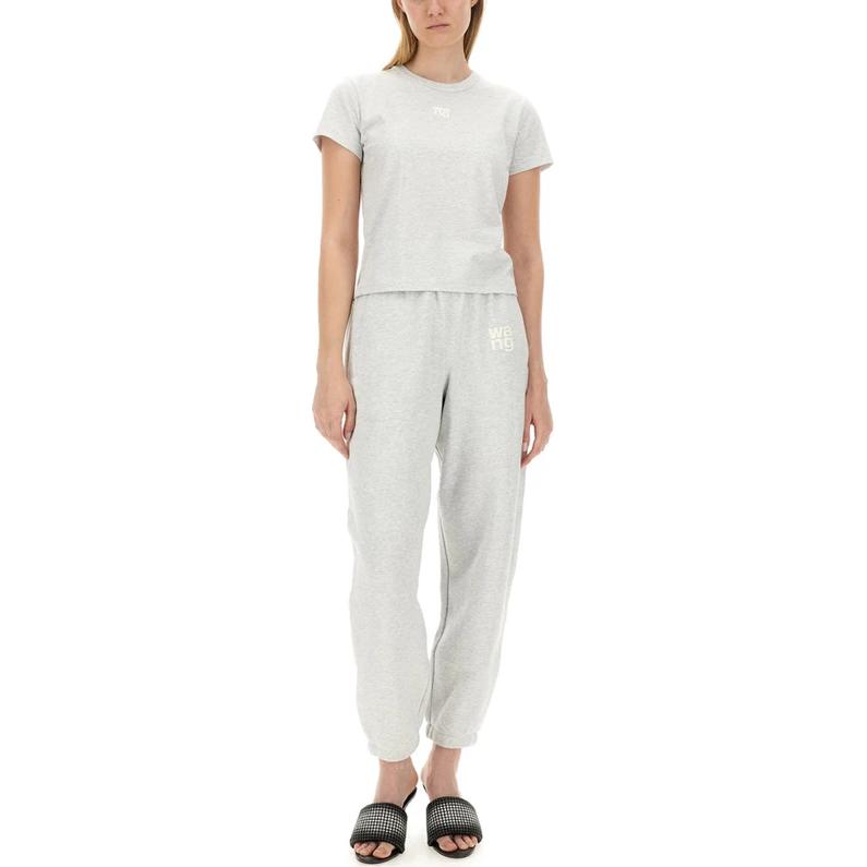 Футболка Regular Fit с круглым вырезом Alexander Wang, серая — фото 4