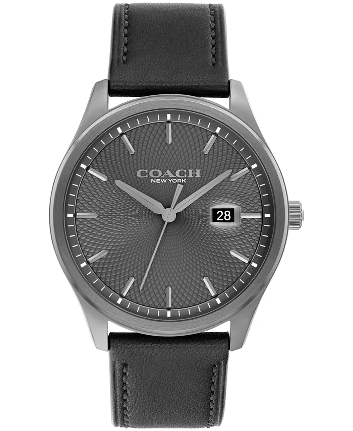 

Мужские часы Oliver Black на кожаном ремешке из телячьей кожи, 41 мм COACH