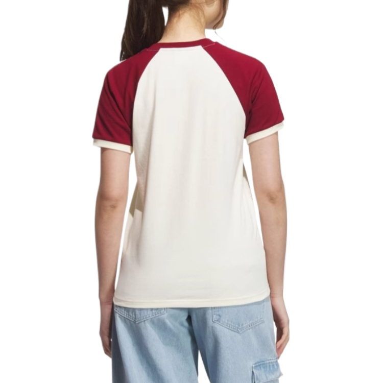 Футболка Adidas Originals V-Neck Short Sleeve, слоновая кость/бордовый — фото 3