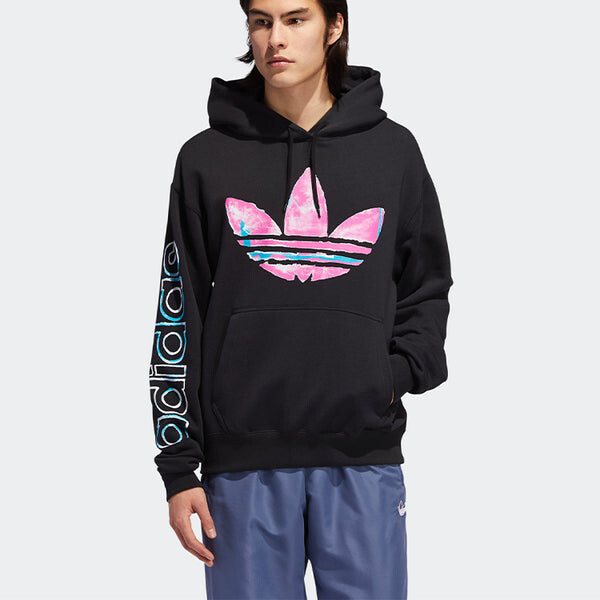 Толстовка men's originals watercolor printing black Adidas, черный — фото 3