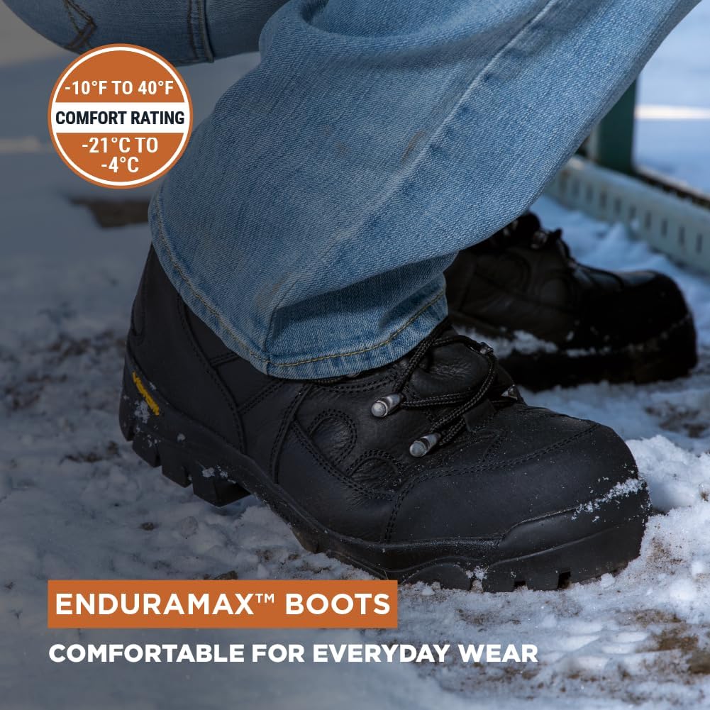 Мужские ботинки RefrigiWear EnduraMax водонепроницаемые утепленные из кожи, с подошвой Vibram и композитным защитным носком, черный — фото 2