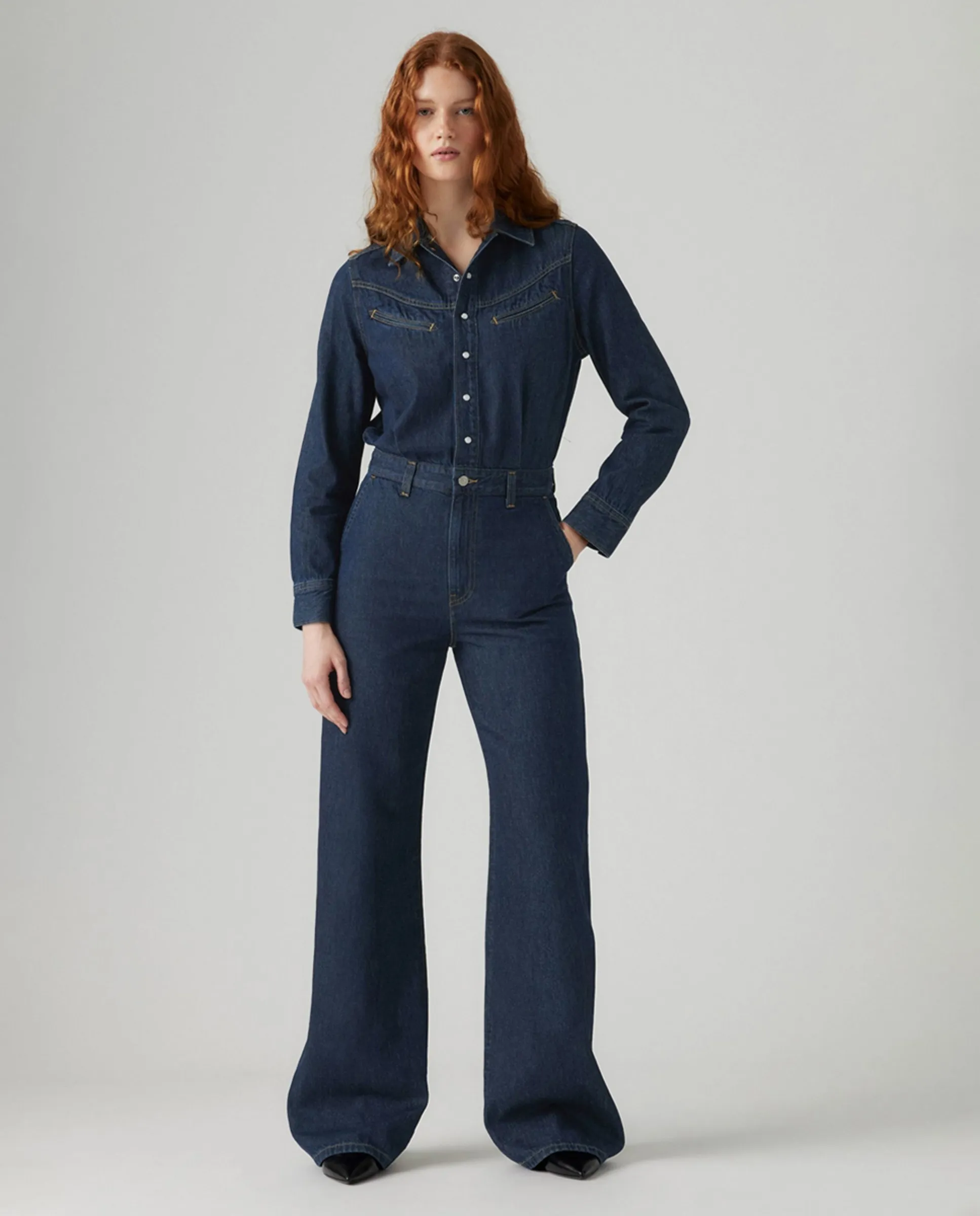 

Длинный женский джинсовый свитер с длинными рукавами Levi'S, темно-синий