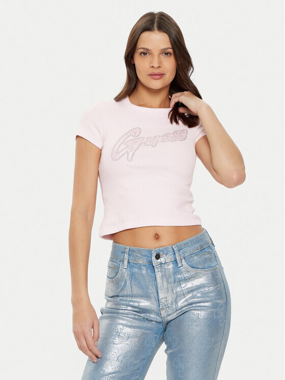 

Футболка узкого кроя Guess, розовый