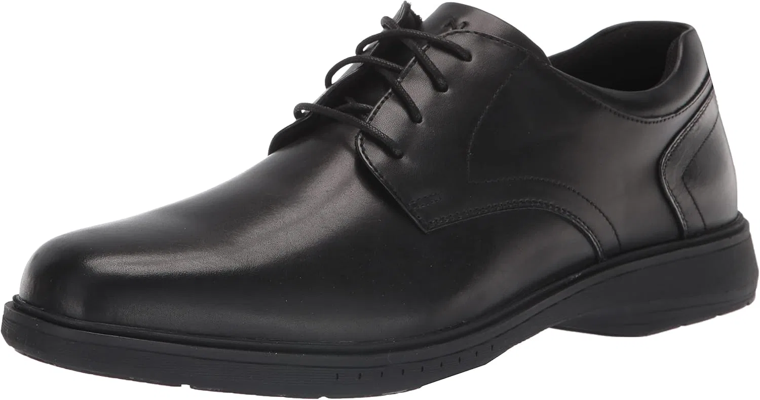 Мужские оксфордские ботинки Nunn Bush Pro Flat Toe Oxford корейского производства с противоскользящей технологией для комфорта, Black