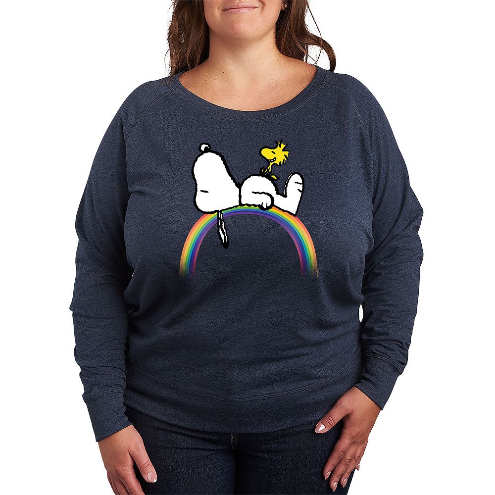 

Легкий свитшот из френч-терри большого размера Peanuts Snoopy & Woodstock Rainbow Licensed Character, цвет Heather Indigo