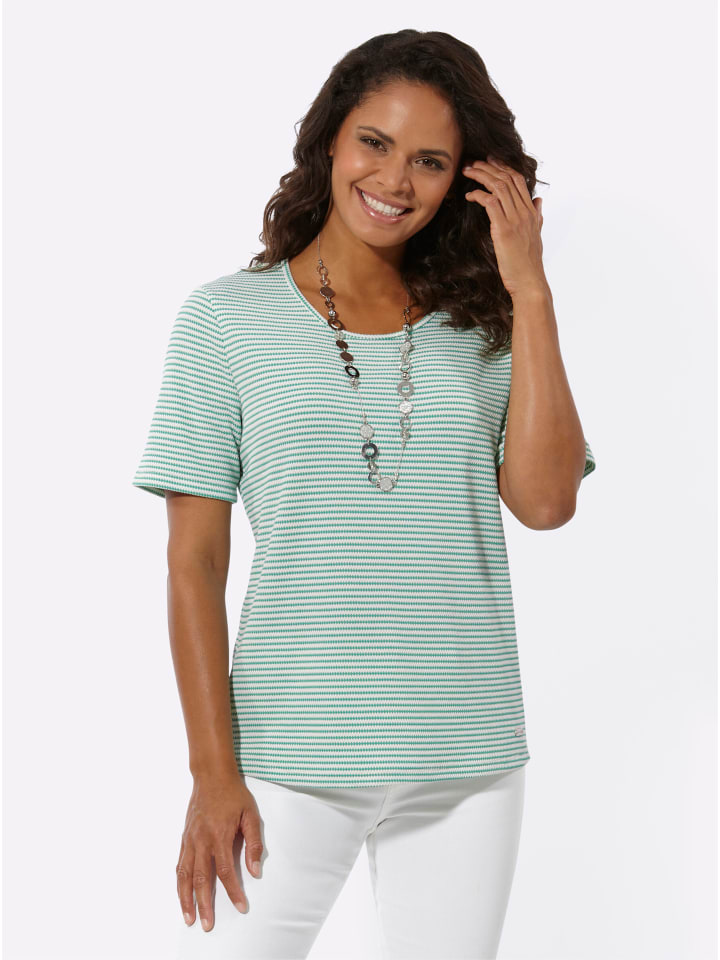 

Рубашка с короткими рукавами в сине-зелено-белый узор. WITT WEIDEN