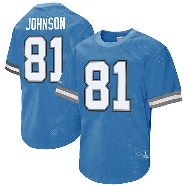 

Мужская футболка с сеткой Calvin Johnson, синяя, Detroit Lions, номер и имя игрока Mitchell & Ness