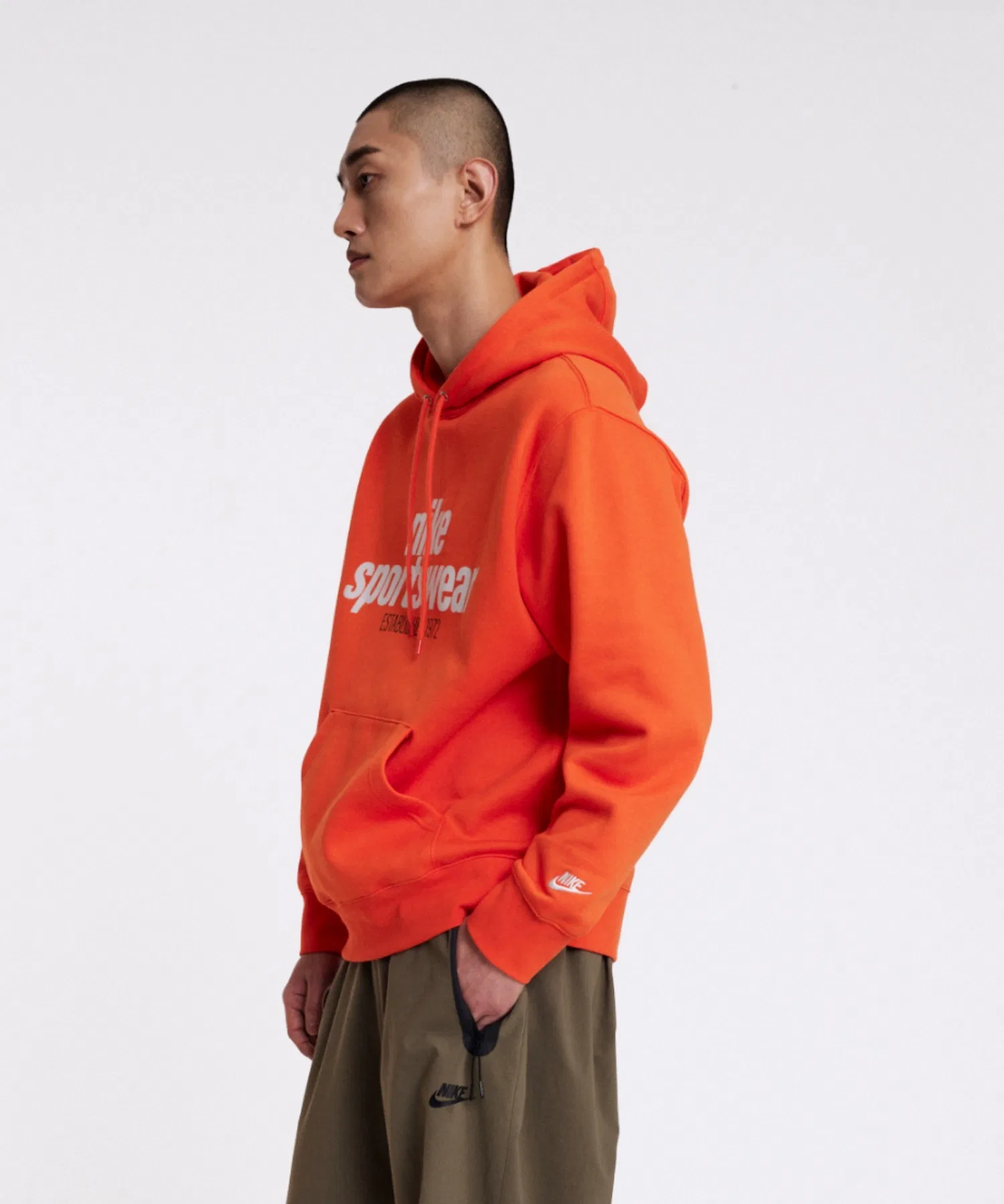 《В наличии комплект》 Мужская флисовая толстовка Nike Club HJ2160-819, ярко-оранжевого цвета — фото 2