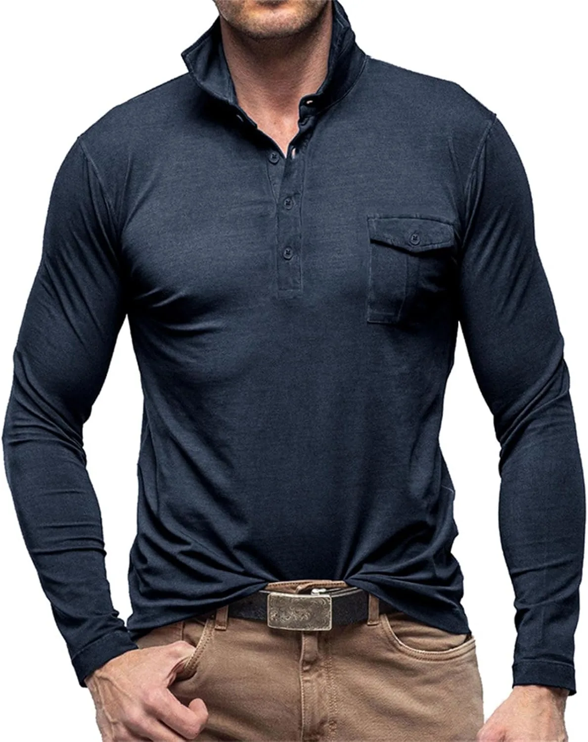 

Футболка с длинным рукавом для мужчин Slim Fit Athletic Henley LGHLMCL