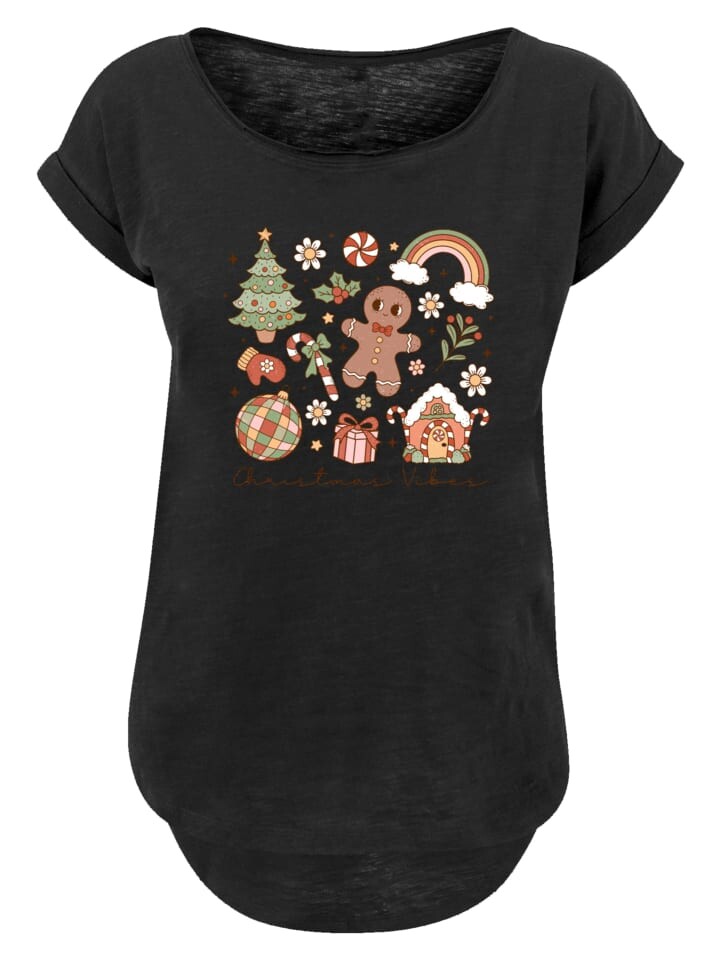 

Футболка F4NT4STIC Long Cut T-Shirt Weihnachten Vibes Cozy Cute Winter, черный