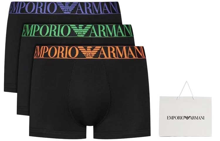 Мужские боксеры EMPORIO ARMANI, 3 шт (фиолетовый+зеленый+оранжевый) — фото 2