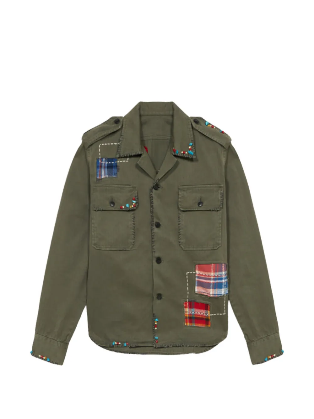 

Рубашка Bonnie в елочку с заплатками из тартана Fortela, зеленый