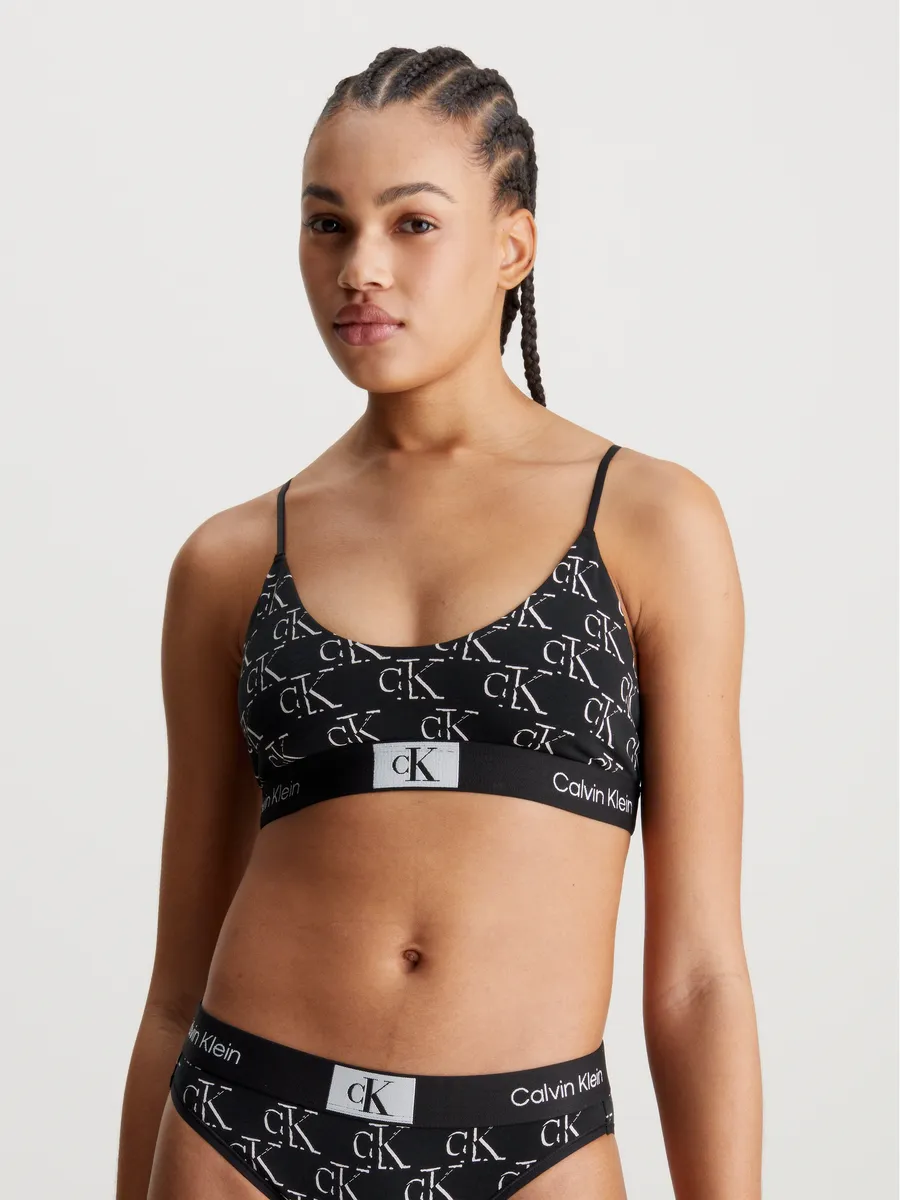 

Бюстгальтер без косточек Calvin Klein Underwear "UNLINED BRALETTE", с классическим поясом с логотипом CK, черный