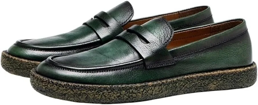 Лоферы кожаные мужские, Moccasin, зеленый DHFIRUFSHLO