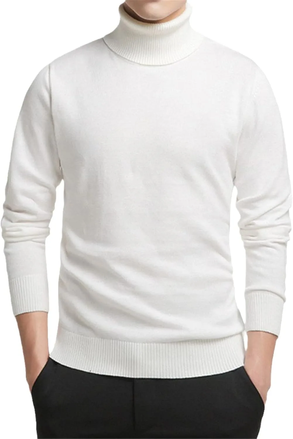 

HOURVNEI Весенне-осенний водолазка хлопковый свитер мужской модный однотонный вязаный свитер повседневный двойной воротник облегающий пуловер