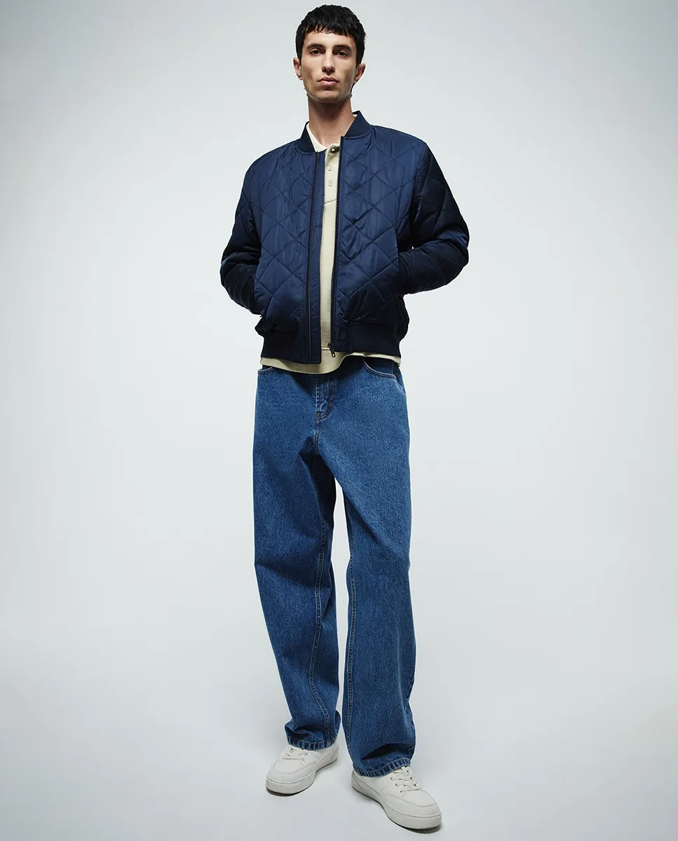 

Стеганая куртка с узором «ромб» Sfera, темно-синий