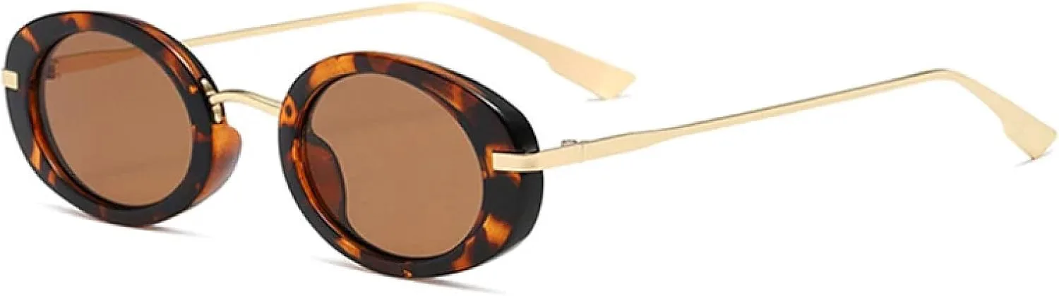 

Овальные солнцезащитные очки для женщин и мужчин в стиле ретро-панк с прозрачными линзами цвета океана и защитой от УФ-излучения UV400. Модные UATXTAU, Leopard Tea