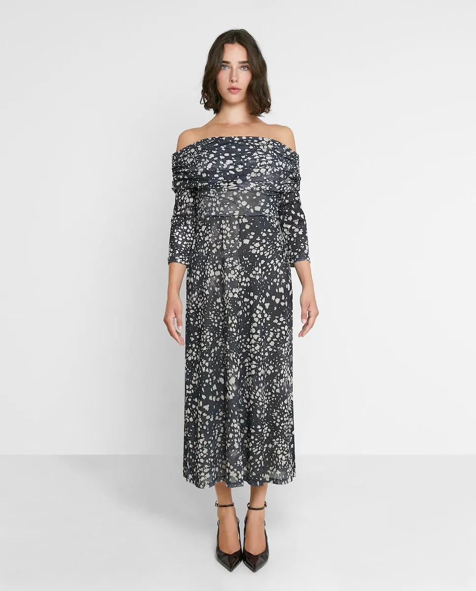 

Платье миди с рисунком Trucco, темно-синий