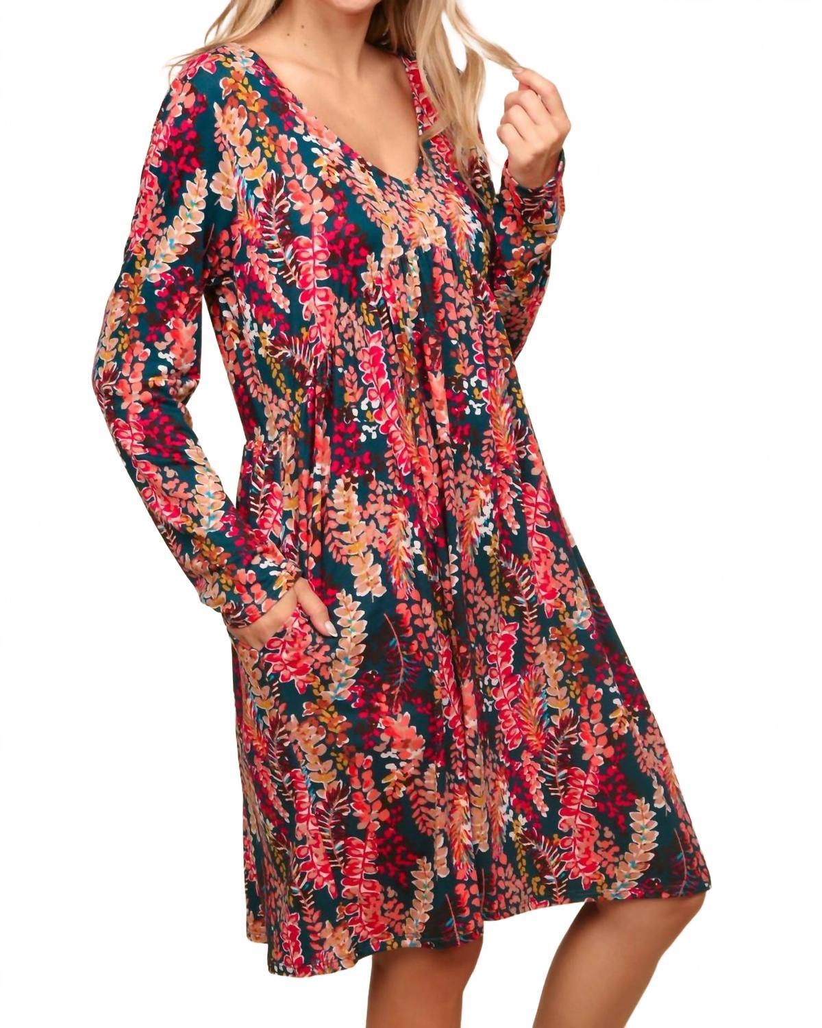 

Платье-бэбидолл с цветочным принтом в цвете «охотничье-зеленый/ягодный» Haptics, Hunter Green/ Berry