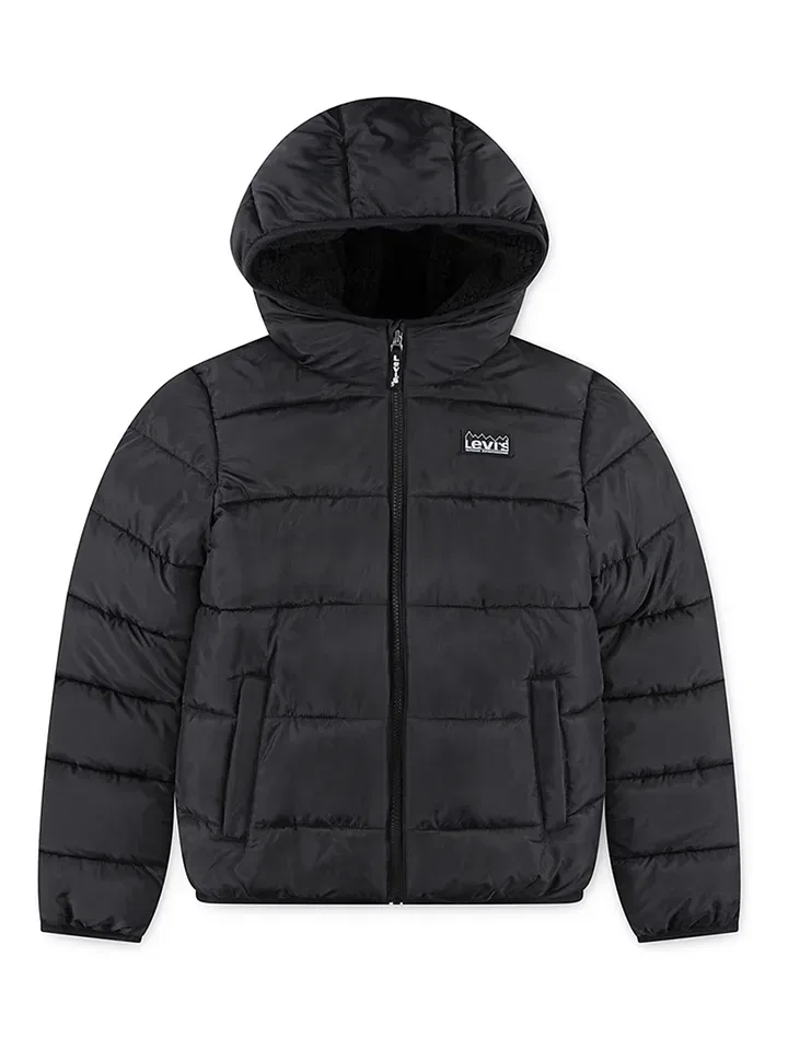 Стеганая куртка с капюшоном Levi's Kids, черный