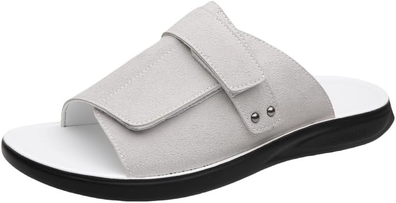 

Мужские летние повседневные сандалии без застежек - легкий верх из искусственной кожи, дышащая подкладка, прочная нескользящая подошва из EVA для улицы Clolinde, белый