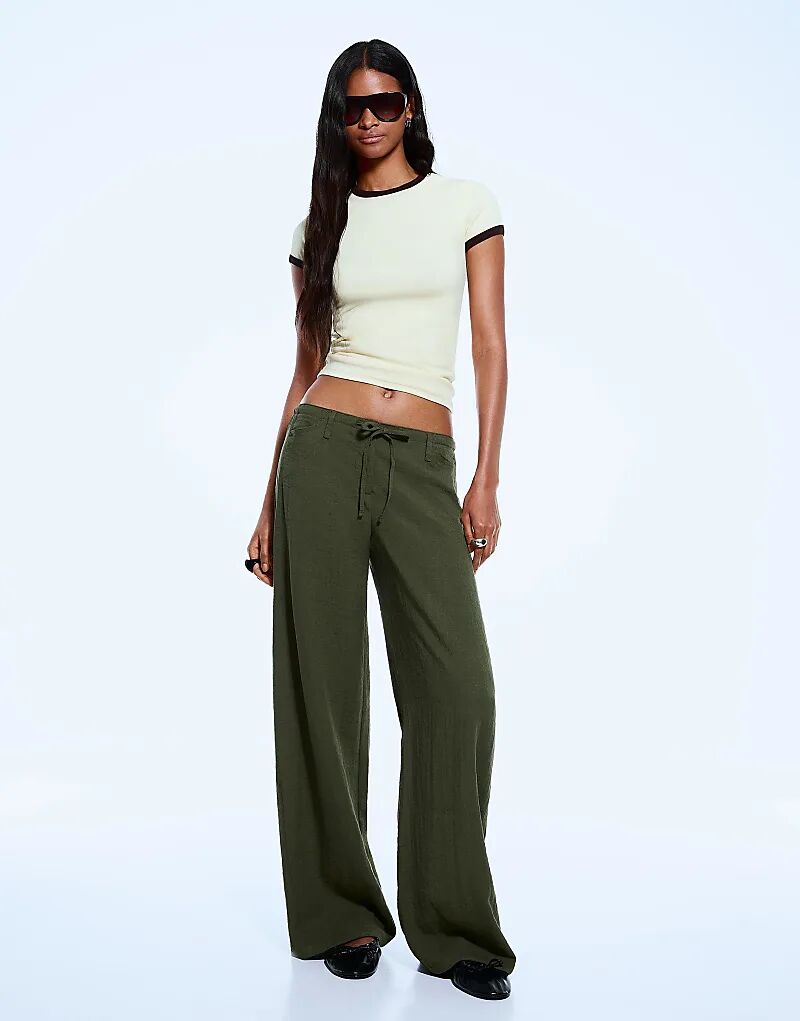 

Брюки Bershka Rustic широкого кроя зеленого цвета