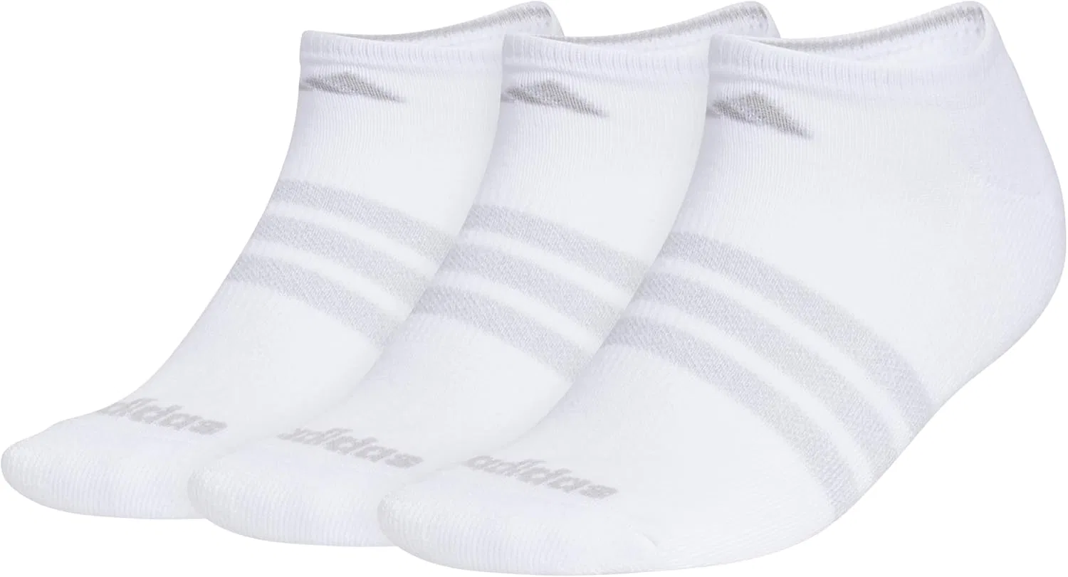 Женские амортизирующие носки Adidas, невидимки (3 пары). Прочные и удобные, White/Striped