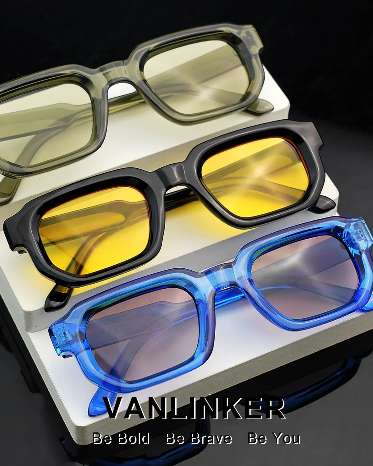 

Солнцезащитные очки VANLINKER Retro Small Chunky Rectangle для мужчин и женщин, винтажные, модные, квадратные, толстые, модель VL9823, C13-light Brown Lens/Blue Frame
