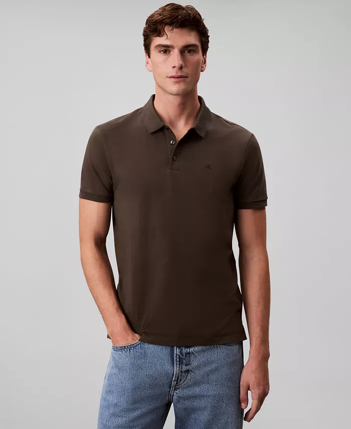

Мужская поло с коротким рукавом однотонная Calvin Klein, коричневый