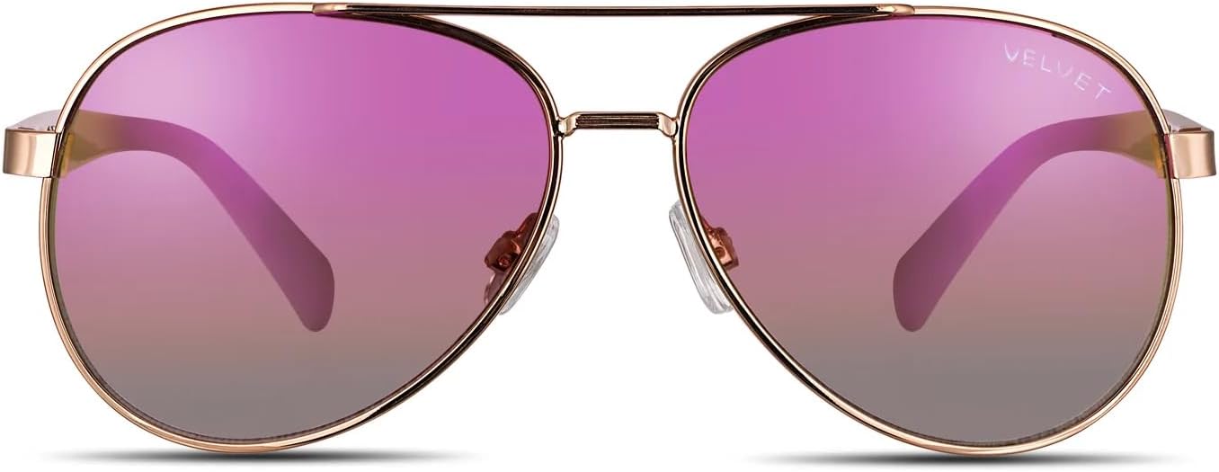 

Солнцезащитные очки-авиаторы Velvet Eyewear для женщин, модель Bonnie, цвет «розовое золото» — 100% защита от УФ-излучения — разработаны для женщин — произведено в США, Gold