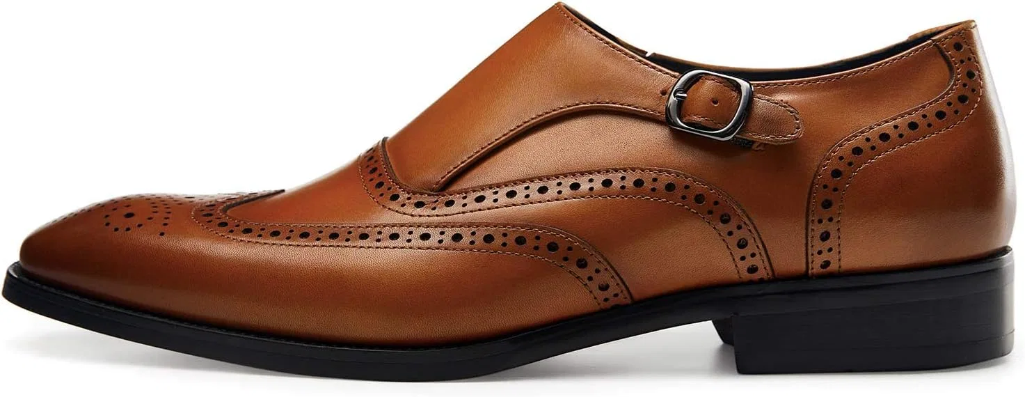 Лоферы кожаные Monk Strap Wingtip, Brown FRASOICUS — фото 2