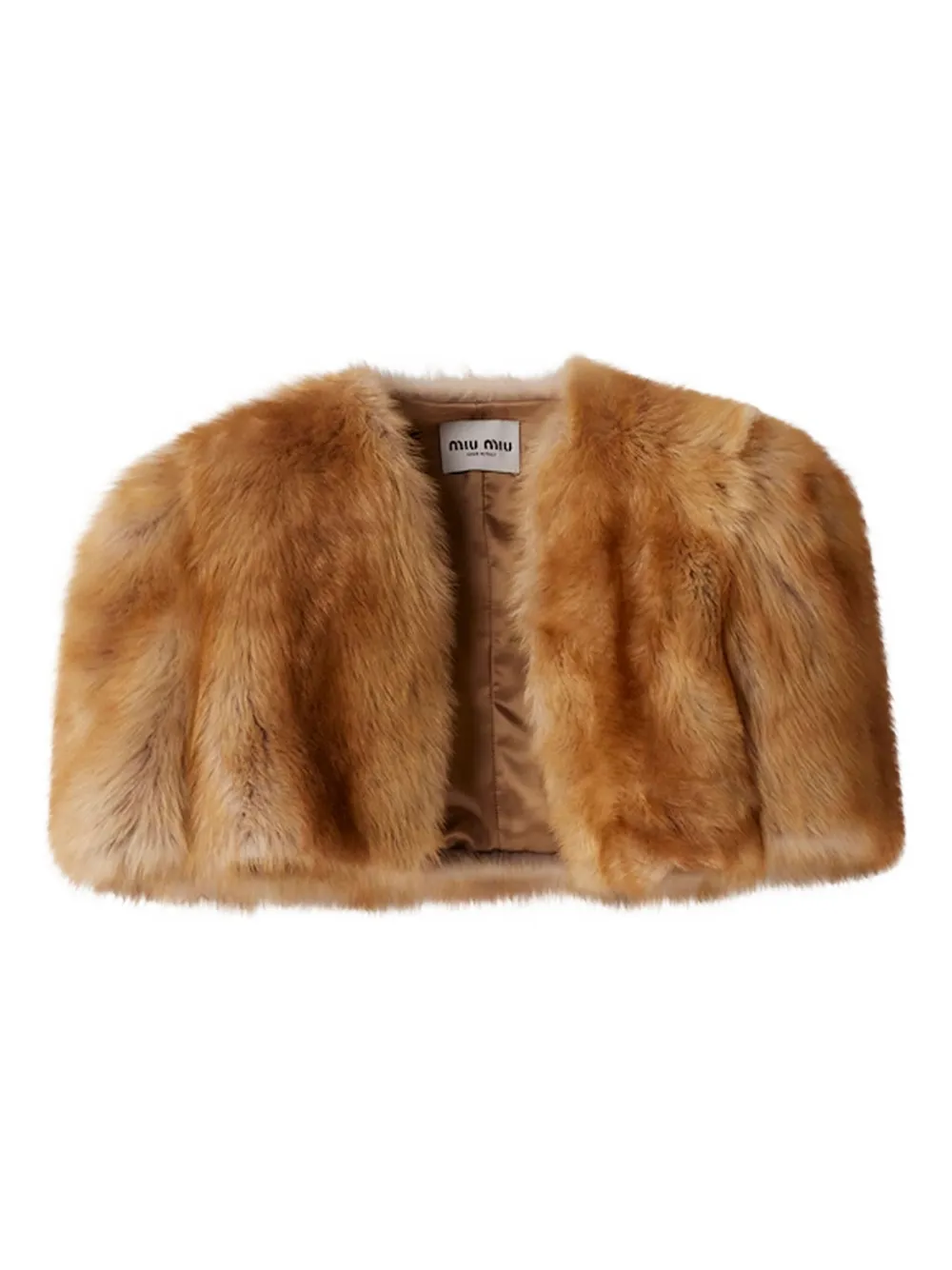 

Куртка из овчины с короткими рукавами Miu Miu, коричневый