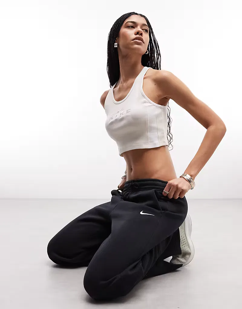 Спортивные брюки Nike Phoenix Fleece с высокой талией и широкими штанинами, черный