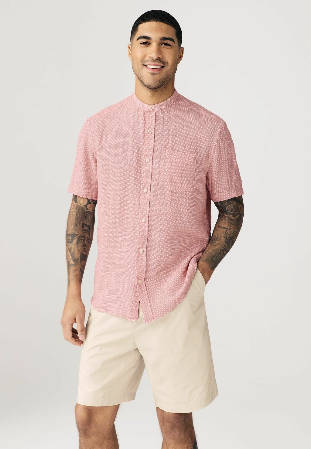 

Рубашка GRANDAD COLLAR FIT - SHORT SLEEVE Next, фуксия