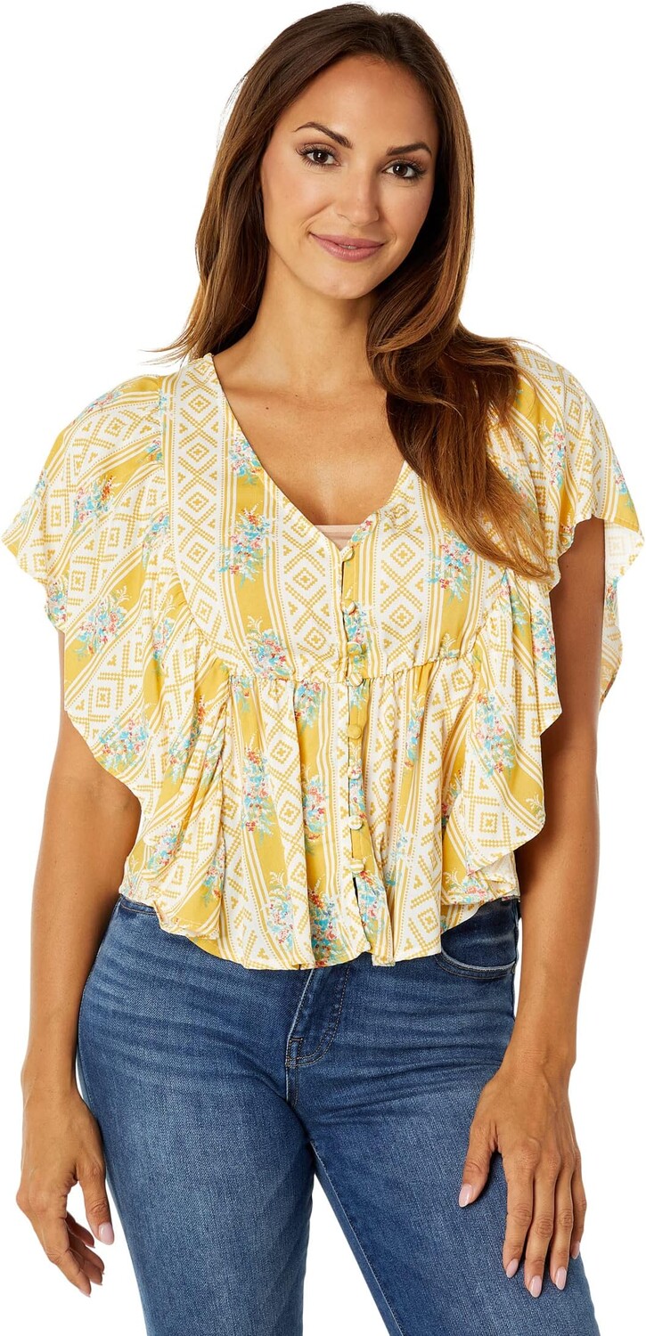 

Блуза Roper Rayon Prairie Blouse w/ Southwest Wallpaper Print, желтый