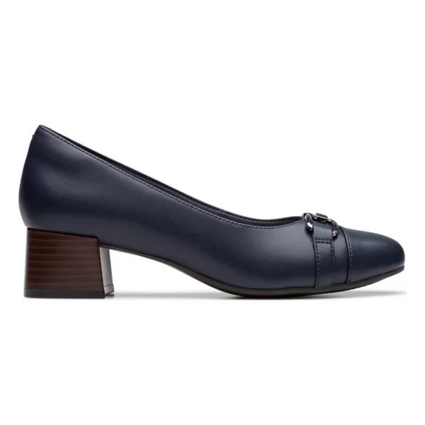 Айридесса эрин женские кожаные туфли на устойчивом каблуке Clarks, цвет navy leather — фото 2