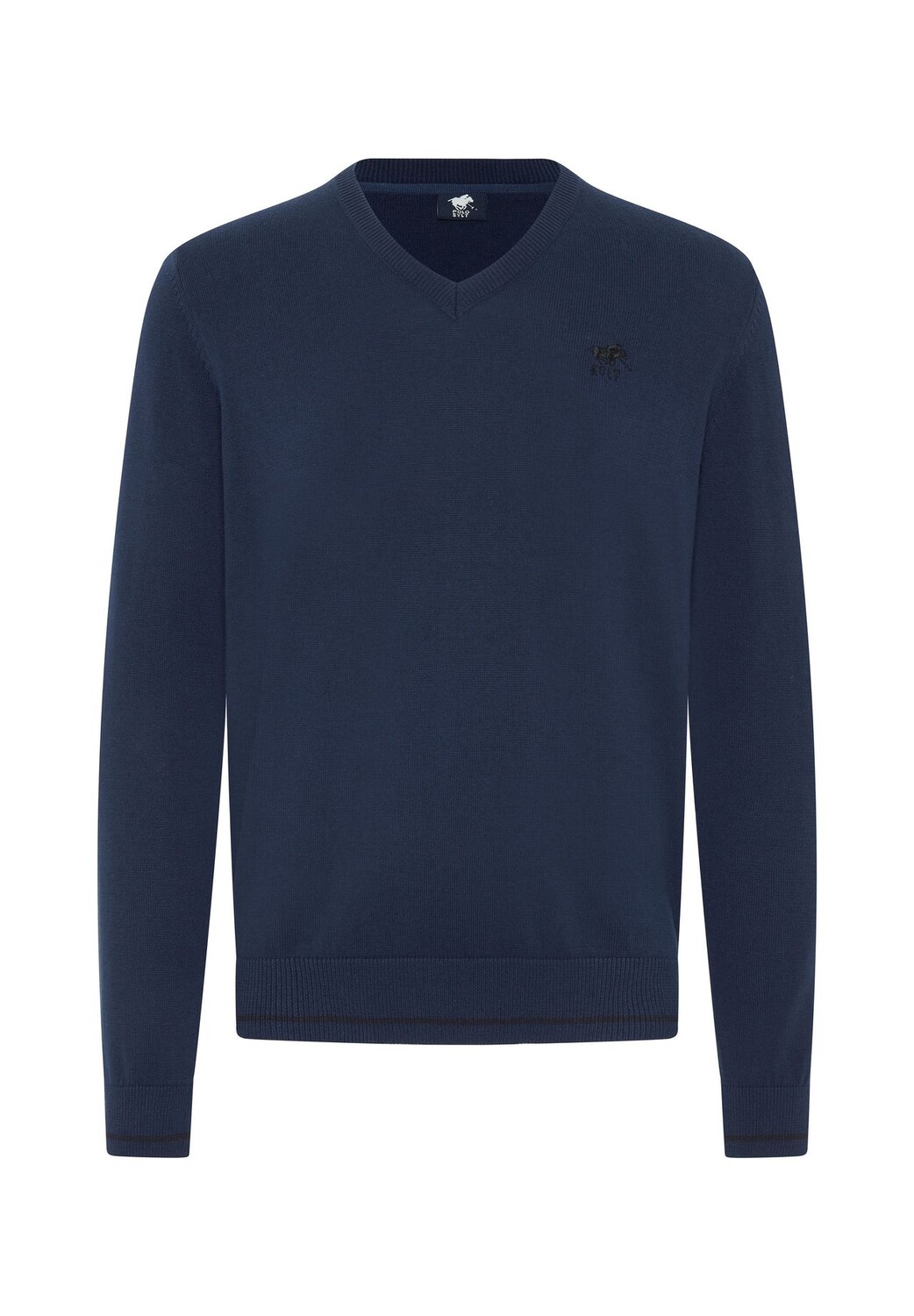 

Вязаный свитер с V-образным вырезом и вышивкой POLO SYLT, цвет Black Iris