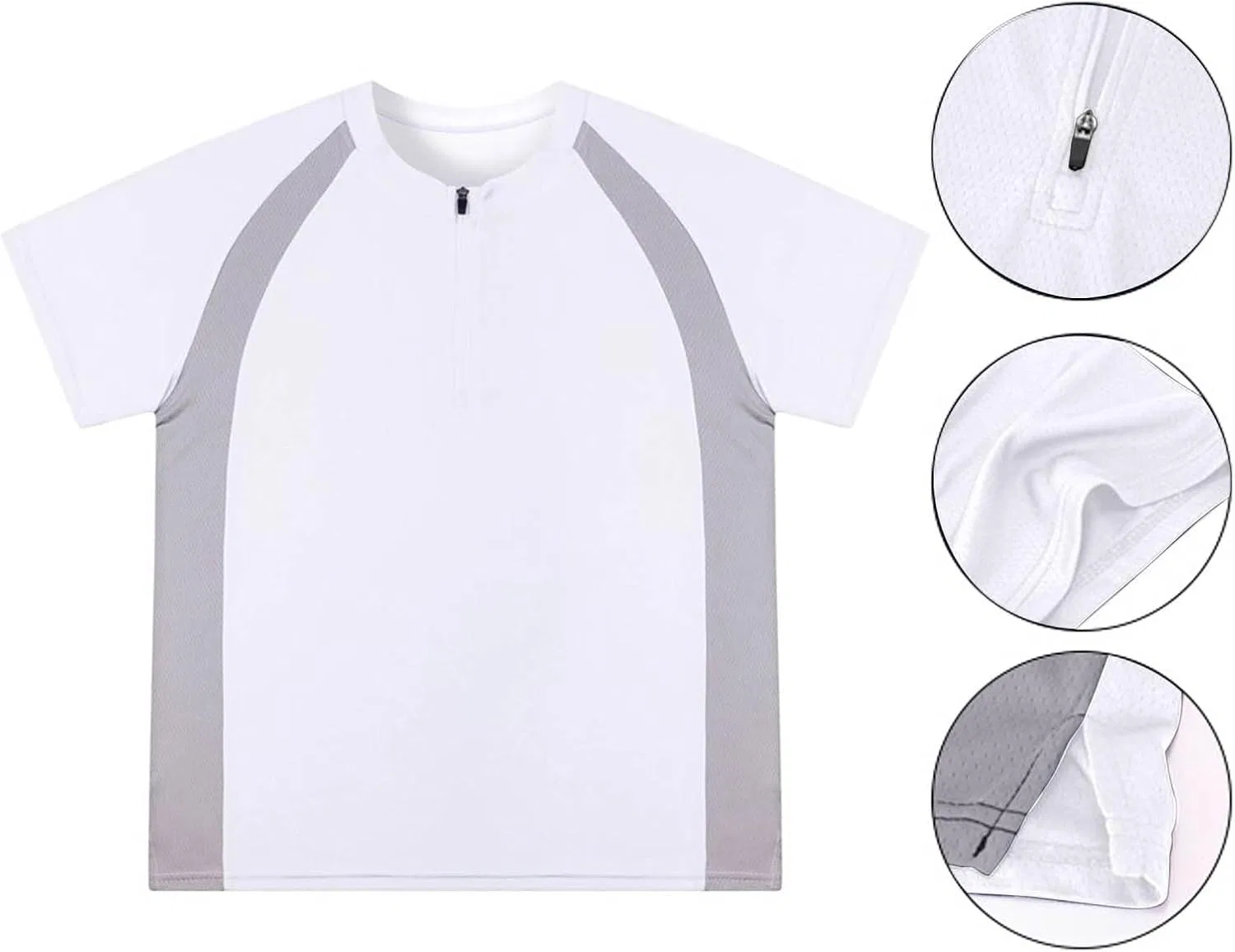 Футболка Athletic Quick Dry с четвертью молнии, Generic, A#01 White — фото 3