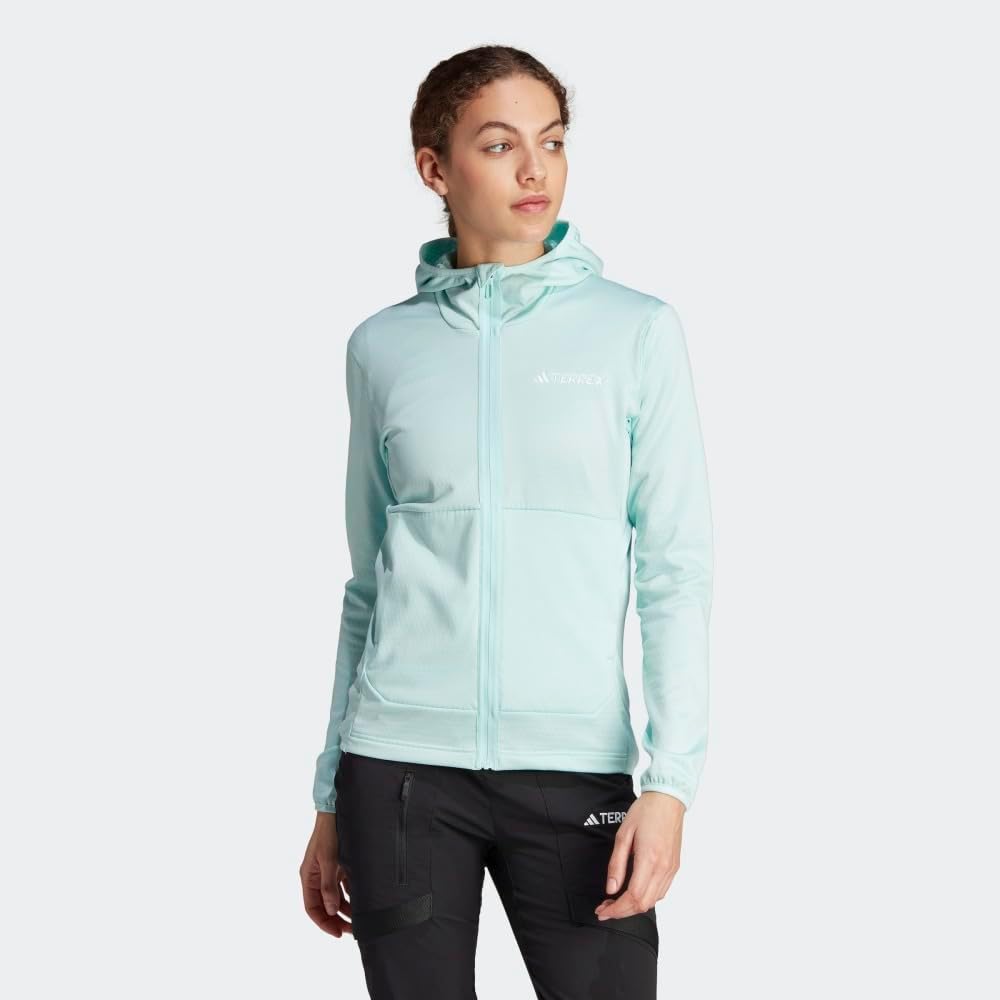 Женская флисовая куртка Adidas Terrex Xperior Light с капюшоном, светло-зеленый — фото 2
