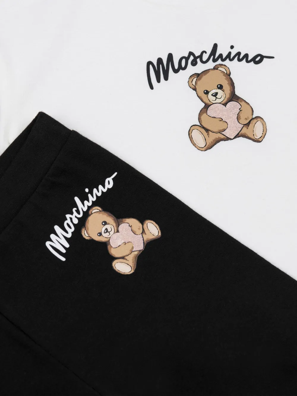 Комплект из футболки и легинсов Moschino Kids, белый — фото 3